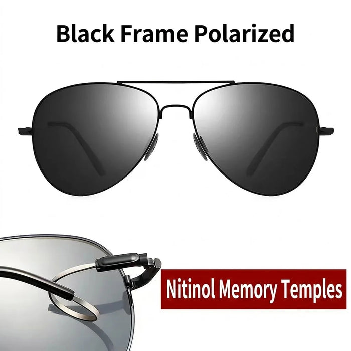 Memory Metal Pilot Sunglasses Men Polarized Flexible Titanium Temples Driving Sun Glasses Male Photochromic Chameleon Eyewear UV