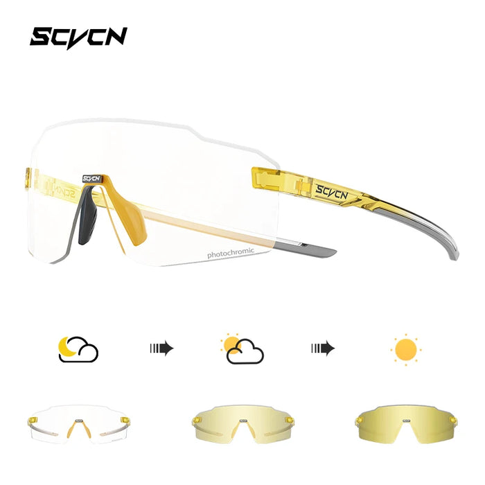 SCVCN Ultralight Photochromic Sports Running Sunglasses Men Women Outdoor Road Cycling Glasses UV400 Windproof Sandproof Goggles