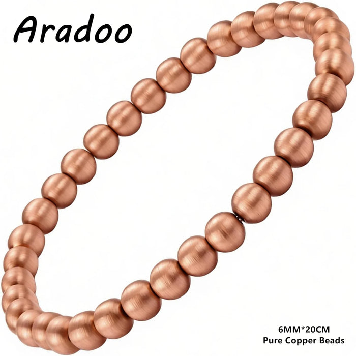 ARADOO Pure Copper Beaded Bracelet for Women Men Jewelry Gifts