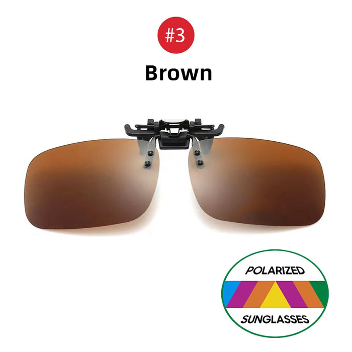 VIVIBEE Classic Flip Up Clip on Sunglasses Fishing Men Square Polarized Lens Night Vision Driving UV400 Women Glasses