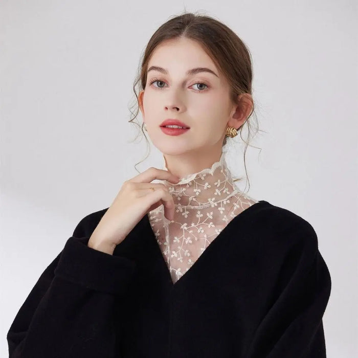 Beautiful Petal Fake Collar Black Lace False Blouse Detachable Lapel False Collar Sweater