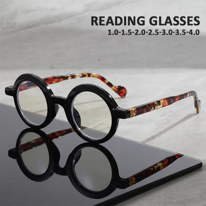 Retro Round Frame Tortoiseshell Glasses, Unisex, for Reading, Phone Use, and Commuting