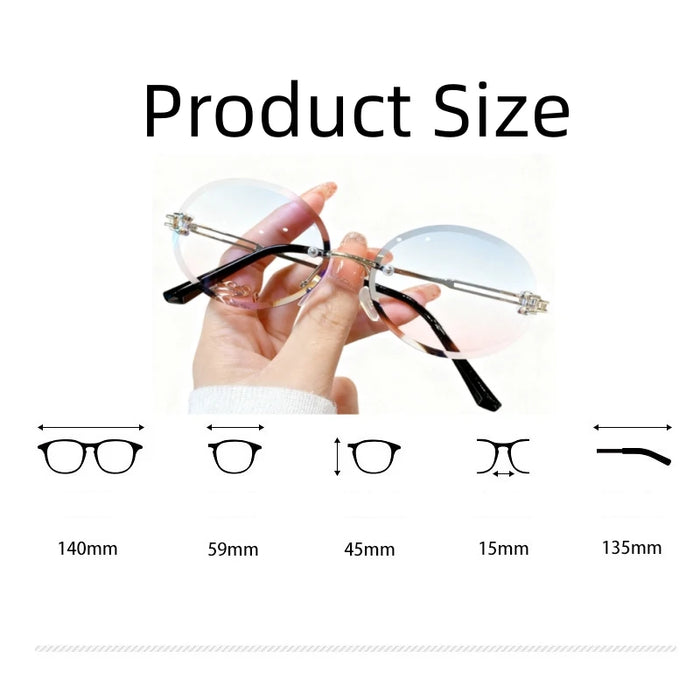 Fashion Rimless Sunglasses Women Classic Oval Cute Glasses Brand Vintage Small Rectangle Sun Glasses Female Eyewear Anti-Glare