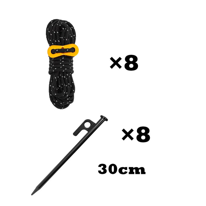 Estacas de Tienda de Campaña de Calidad S45C, Clavijas de Tierra de Acero, Cuerda Utilitaria de Paracord de Núcleo de Nylon para Camping, Jardín, Senderismo