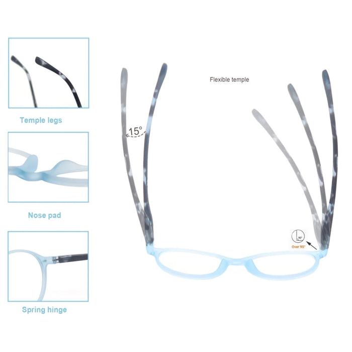 Lunettes de lecture rondes à charnière à ressort pour femmes, légères, presbytes, monture classique multicolore (rouge/bleu/violet/orange)