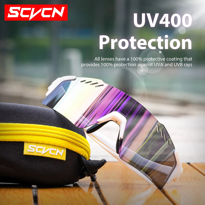 SCVCN UV400 Cycling Glasses Outdoor Running Sunglasses Men Women MTB Road Bike Glasses Hiking Drive Bicycle Sports Sunglasses