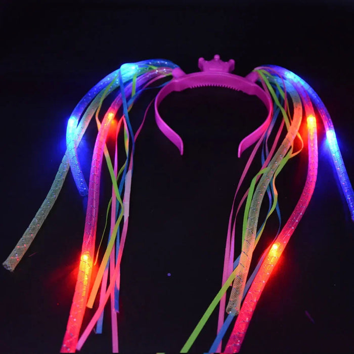 10pcs Adult Kids LED Glow Party Sequin Cat Bunny Crown Flower Headband Halo Light Up Wreath Hairband Birthday Gift Wedding