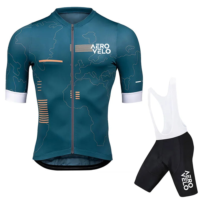 AERO VELO Cycling Jersey Set Men Cycling Clothing Summer Road Training Bike Shirts Suit Bicycle Bib Shorts MTB Uniform