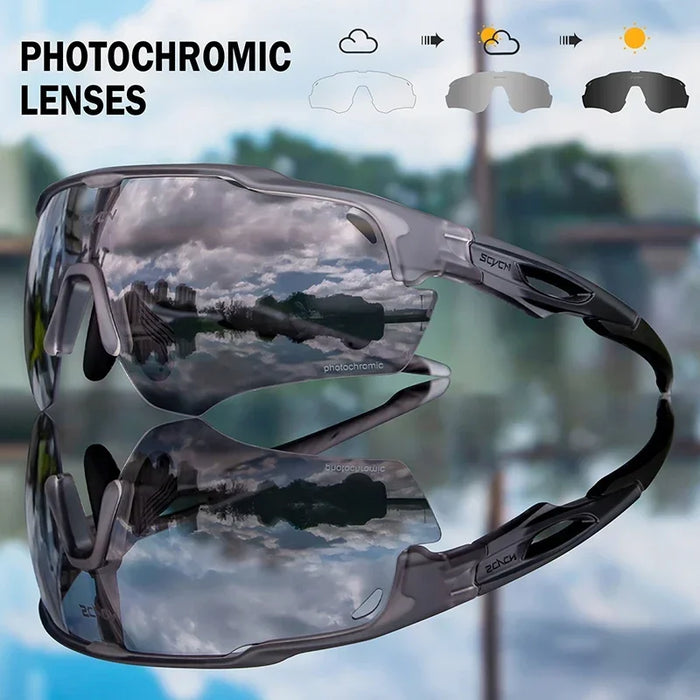 SCVCN Outdoor Bicycle Photochromic Glasses Men Cycling Glasses Polarized Cycle Sunglasses MTB UV400 Goggles Woman Bike Eyewear