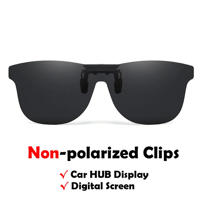 VIVIBEE Square Non Polarized Flip Up Clip On Sunglasses Dark Anti Glare Lens UV400 See Digital Screen Car Driving Sun Glasses