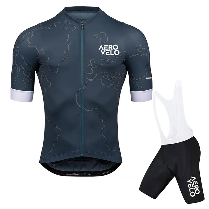 AERO VELO Cycling Jersey Set Men Cycling Clothing Summer Road Training Bike Shirts Suit Bicycle Bib Shorts MTB Uniform