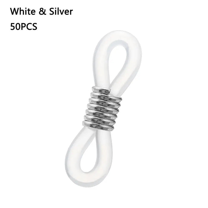 50PCS Rubber Anti-Slip Eyeglass Chain Ends Retainer Adjustable Rubber Eyeglass Strap Spectacle End Connectors Glasses Ring