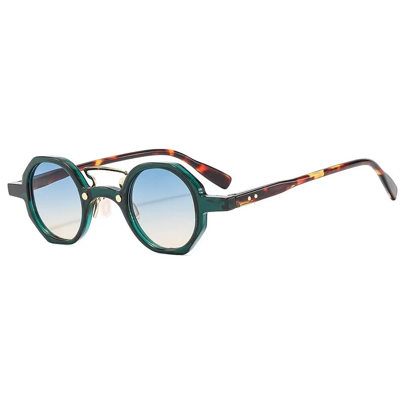 Lunettes de Soleil Rondes Vintage pour Femmes, Mode, Verres Clairs Océan, Protection UV400, Rivets, Hommes, Oculus