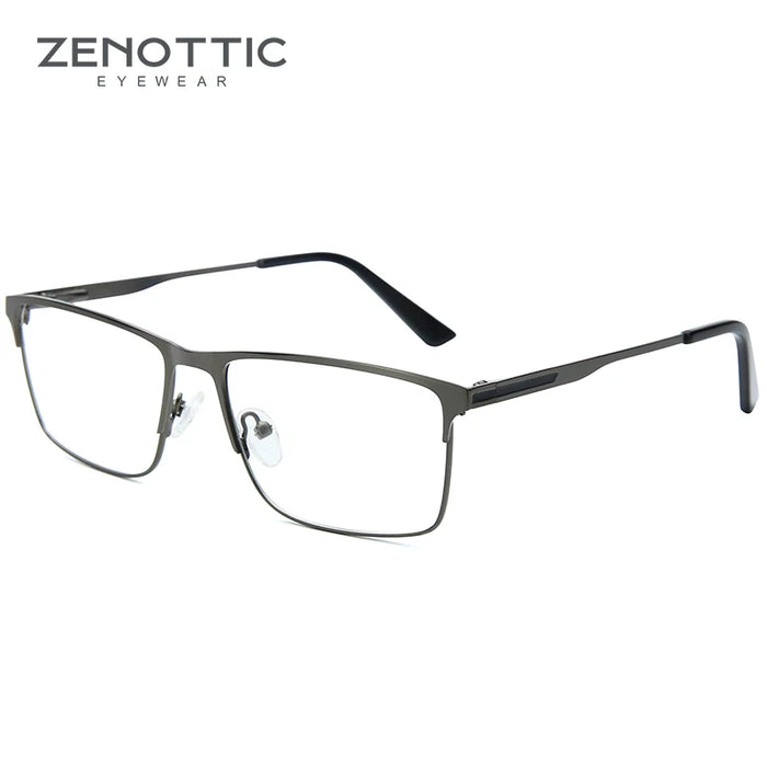 ZENOTTIC Gafas de Prescripción Progresivas de Titanio para Hombres Cuadradas Anti Luz Azul Fotocromáticas Gafas Ópticas para Miopía