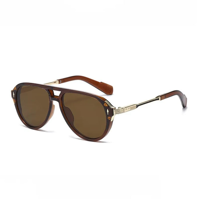 Retro Double Bridges Pilot Women Luxury Sunglasses Fashion Rivets Men Shades UV400 Trending Outdoor Sports Sun Glasses