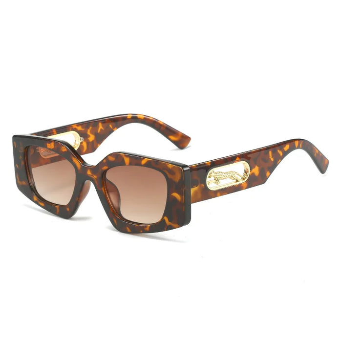 Nouvelles lunettes de soleil œil de chat femmes hommes verres dégradés carrés monture PC décor léopard marque designer lunettes de soleil UV400