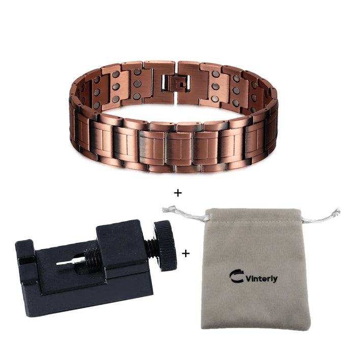 Wristband Magnetic Pure Copper Bracelets Male 21mm Wide Chain High Magnet Arthritis Pain Relief Health Energy Jewelry for Men