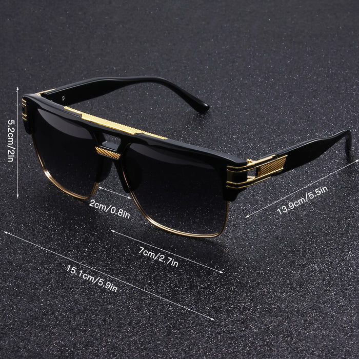 Lunettes de soleil carrées à double pont Black Gold, lunettes de conduite légères de luxe pour hommes d'affaires