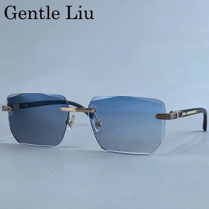 Square Rimless Punk Sunglasses Men 2026 Luxury Brand Photochromic Eyeglasses Change Color Sun Glasses For Male Eyewear Shades