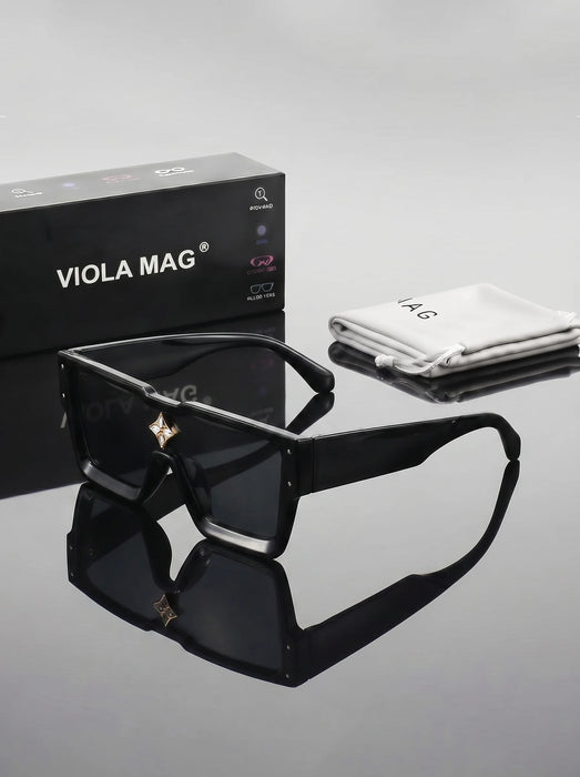 Gafas de sol VIOLA MAG de moda con diamantes, montura grande, gafas cuadradas sencillas integradas, unisex para viajes, con estuche para gafas