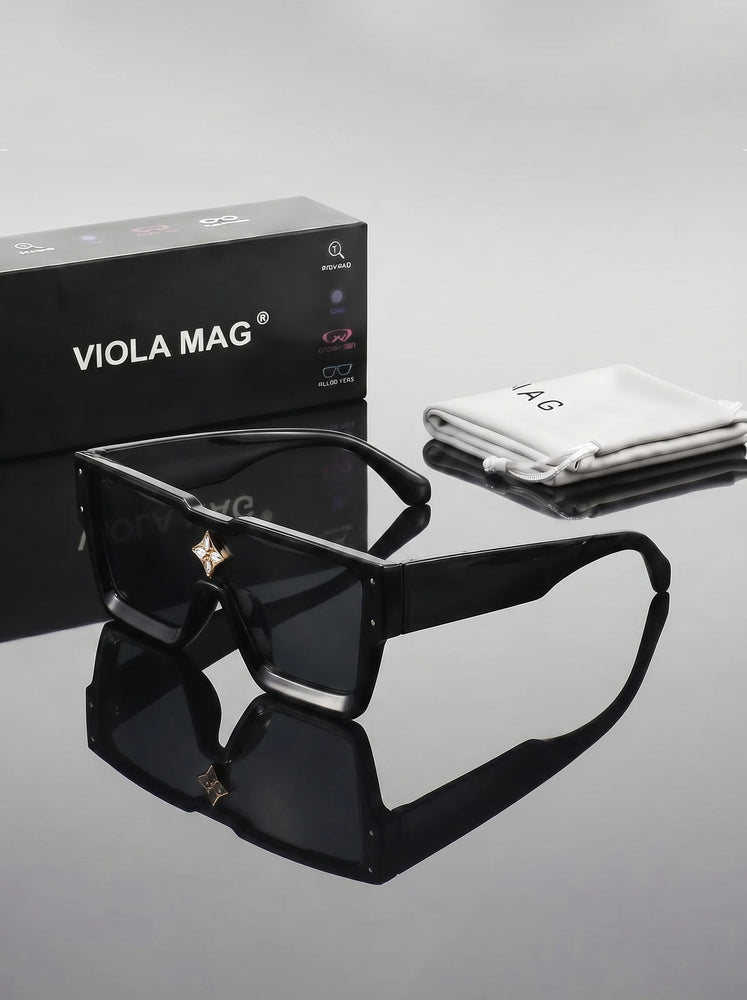 Gafas de sol VIOLA MAG de moda con diamantes, montura grande, gafas cuadradas sencillas integradas, unisex para viajes, con estuche para gafas
