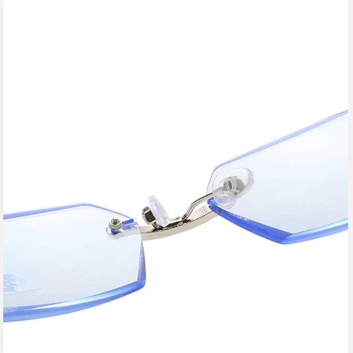 Diamond Studded Frameless Blue Light Reading Glasses for Men And Women with Blue Film Flat Light Cut Border