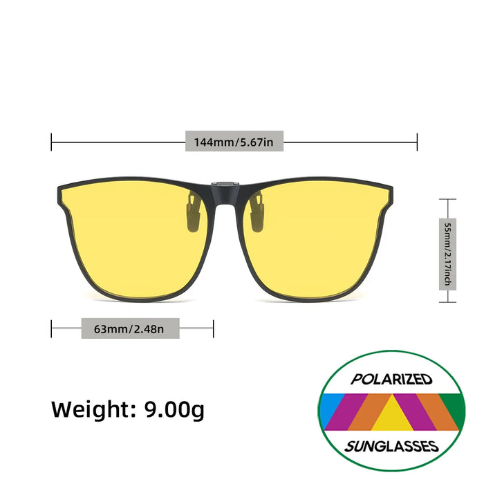 VIVIBEE Flip Up Clip On Night Vision Glasses Polarized Men Driving Yellow Sunglasses Women UV400 Fishing Universal Clips