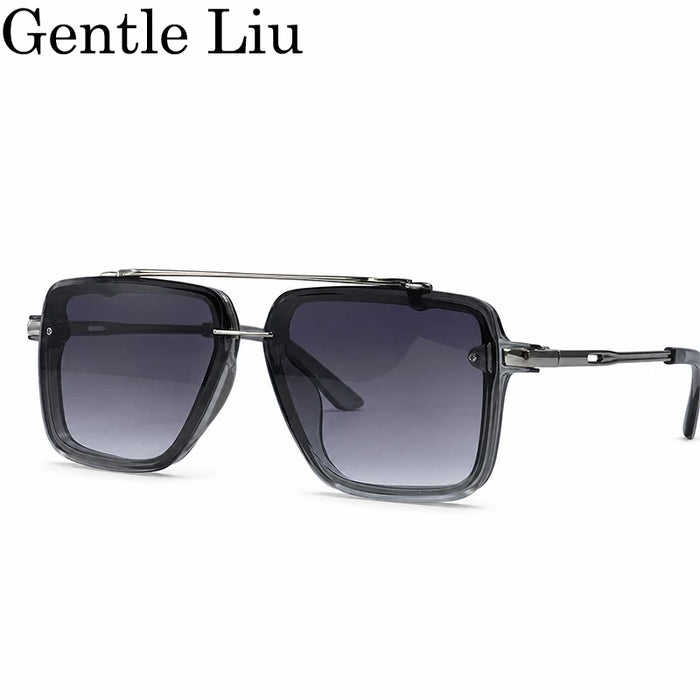 Steampunk Square Double Bridge Sunglasses Men Big 2026 Luxury Brand Designer Retro Punk Driving Sun Glasses Metal Frame Eyewear