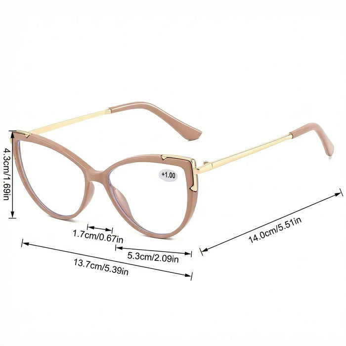 VIOLA MAG Lunettes de lecture œil de chat vintage, Lunettes anti-lumière bleue en métal, Quotidien femme, Pochette à lunettes