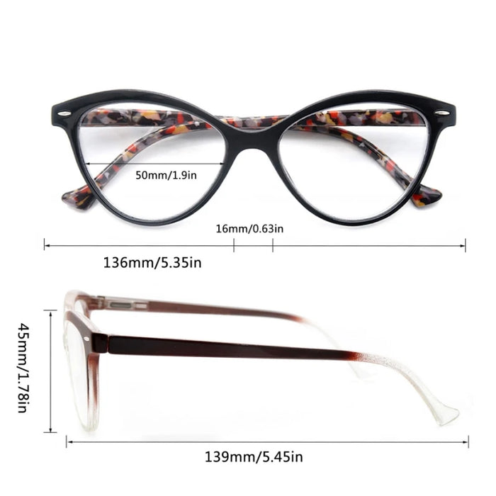 MODFANS Gafas de lectura de ojo de gato para mujer, con bisagra de resorte, ligeras, para presbicia, con dioptrías de +0.5 a +4.0