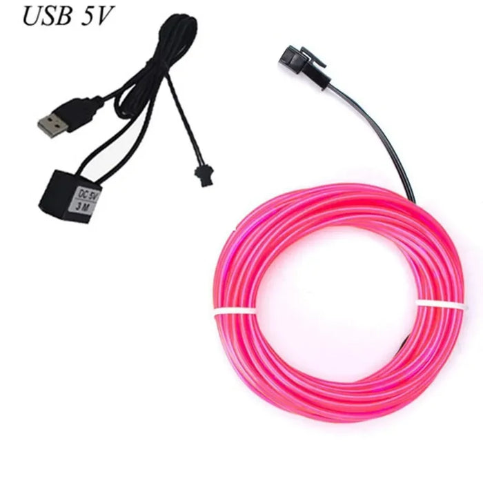 Flexible Neon Light Glow EL Wire Rope Cable LED Lights For Christmas Dance Rave Decoration DIY Shoes Clothing USB LED Strip Lamp