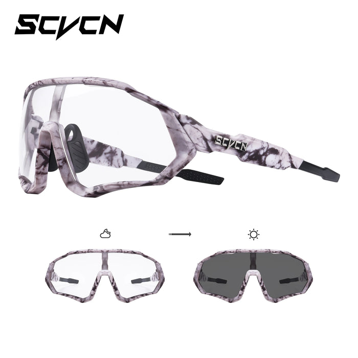 SCVCN Photochromic Cycling Sunglasses Outdoor Sports Running Drving Glasses Road MTB Bicycle Goggles  UV400 Safety Bike Eyewear