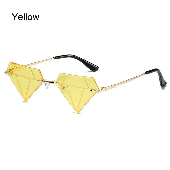 Triangle Diamond Shaped Sunglasses for Women Men Vintage Clear Ocean Gradient Glasses Rimless Polygon Sun Glasses