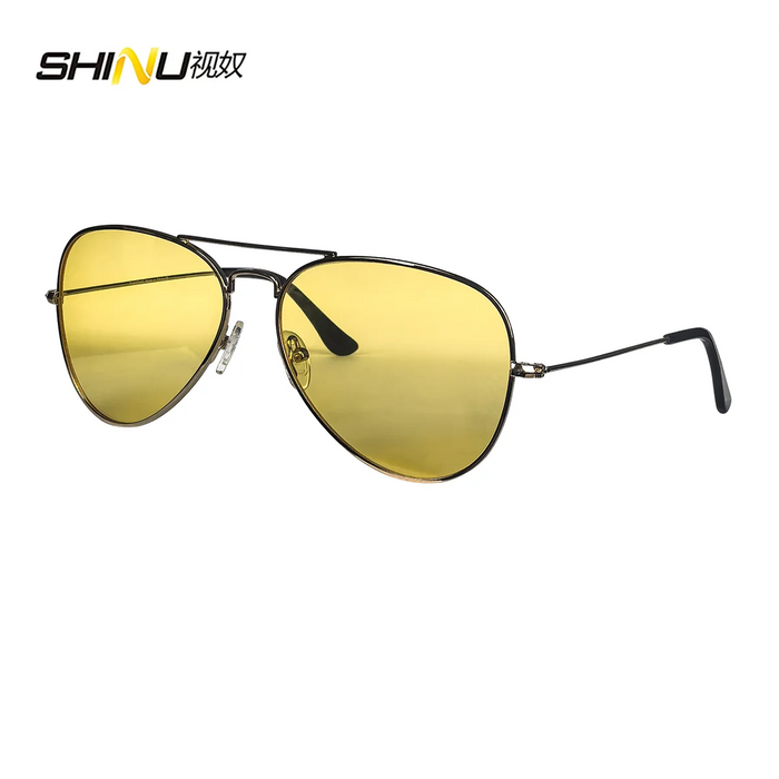 SHINU Gafas con lentes de bloqueo de luz azul para hombre, lentes naranjas, filtro de luz azul, mejor sueño y descanso, montura de metal