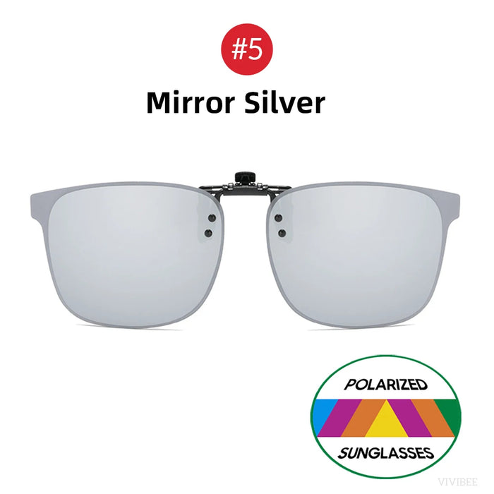 VIVIBEE Gafas de sol polarizadas con clip sin montura, abatibles, antirreflejo, para conducir de noche, cuadradas, UV, para gafas graduadas