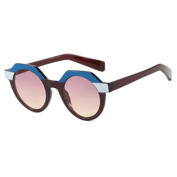 Ins Popular Fashion Round Women Punk Sunglasses Retro Rivets Men Trending Sun Glasses Gradient Shades UV400
