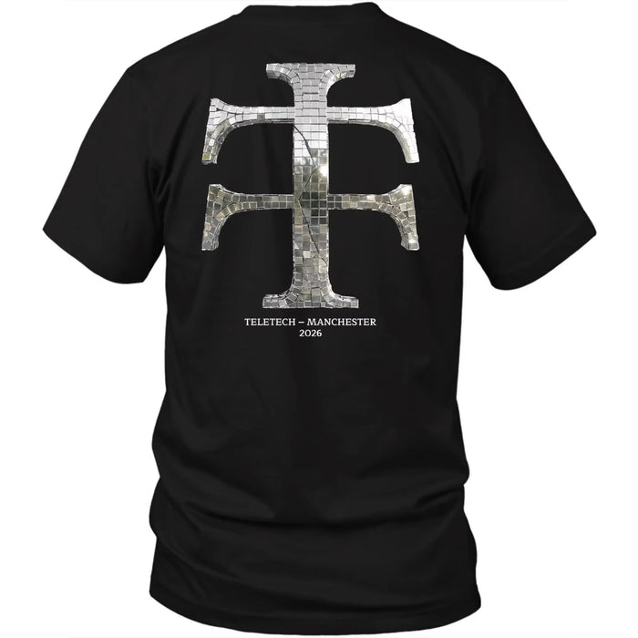 Teletech Manchester 2026 Camiseta Estampada en la Espalda Techno Rave Música Electrónica Camiseta Gráfica de Algodón Oversized para Hombre y Mujer