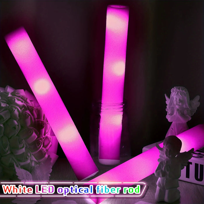 30pcs Pink LED Foam Stick Sponge Light Stick Light Up Baton Wands Cheer Tube Glow in The Dark Party Supplies for Raves Concert