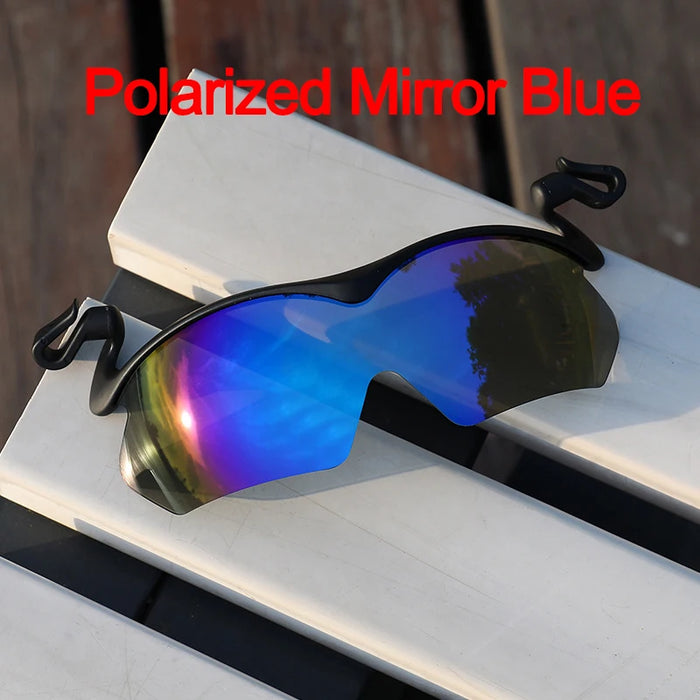 Hombres Mujeres Azules Rojas Gafas de Sol Polarizadas de Ciclismo Lentes de Espejo Borde Recortado en Sombrero Reduce la Presión del Oído Protege los Ojos Fácil de Transportar