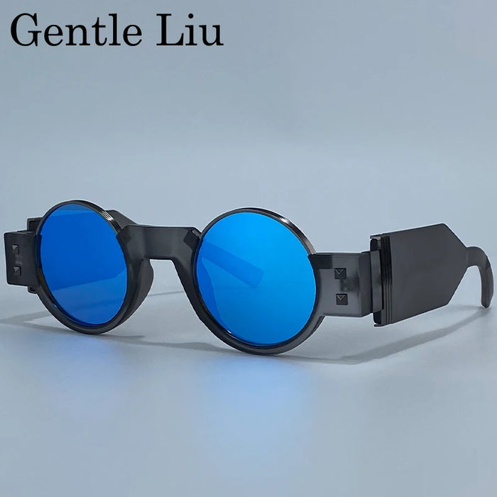 Lunettes de soleil rondes Steampunk gothiques à petite monture pour hommes 2026, marque de luxe Y2K, lunettes de soleil punk pour hommes, monture épaisse rétro