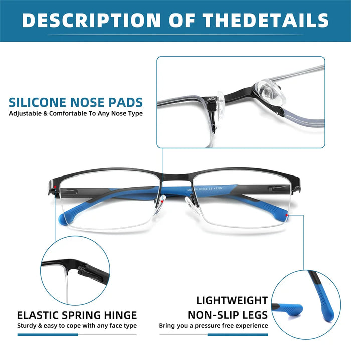 2025 NUEVAS Gafas de lectura con bloqueo de luz azul para hombre y mujer, montura de metal, lupa, lentes para presbicia, gafas +0.75~3.0