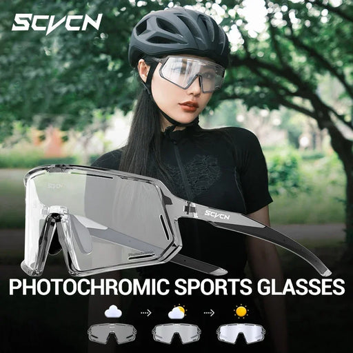 Gafas de ciclismo fotocromáticas SCVCN con montura TR90 para hombre y mujer, gafas de sol deportivas para exteriores UV400 para ciclismo, MTB, conducción y running