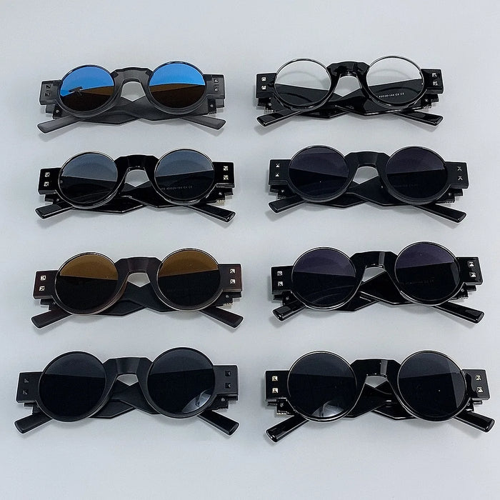 Lunettes de soleil rondes Steampunk gothiques à petite monture pour hommes 2026, marque de luxe Y2K, lunettes de soleil punk pour hommes, monture épaisse rétro