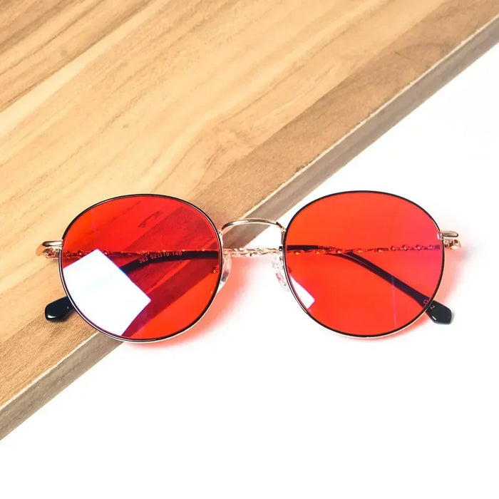SHINU Lunettes rondes anti-lumière bleue verres de protection lunettes femme Orange rouge lunettes y2k Anti-lumière verte pour un bon sommeil