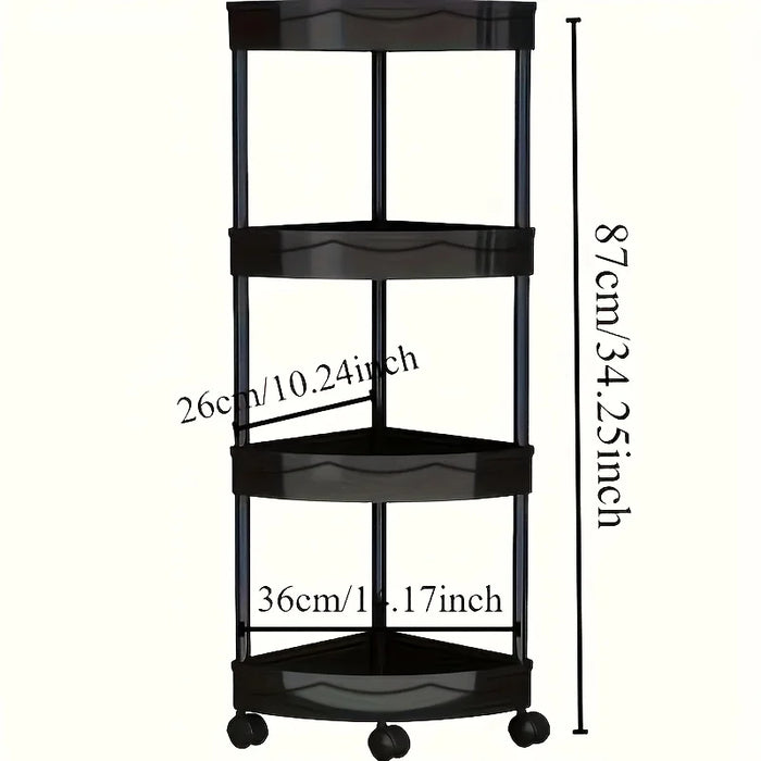 Modern 4 Tier Folding Corner Shelf Assembly Required Multifunction Storage Rack for Bathroom Kitchen Cosmetic Bath Product