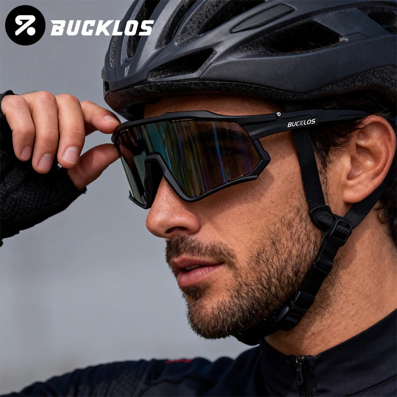 BUCKLOS Polarized Cycling Glasses UV400 Road Mountain Bike Goggles TR-90 Frame Windproof Outdoor Sports Eyewear Cycling Parts