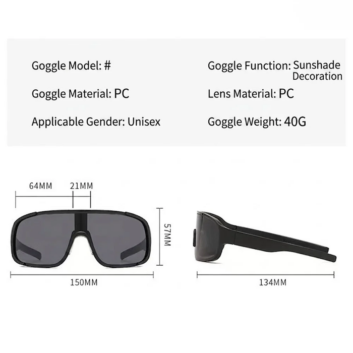 Fashion Oversized Windproof Sunglasses Men Women Shield Shielded Cycling Glasses Sports Ski Hiking Goggles Anti-Glare Sunshade
