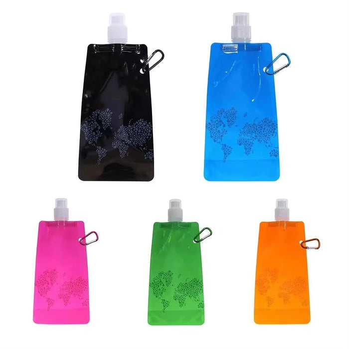 500ML Botella de agua plegable de silicona ultraligera portátil Bolsa de agua plegable Suministros deportivos al aire libre Senderismo Camping Bolsa de petaca blanda