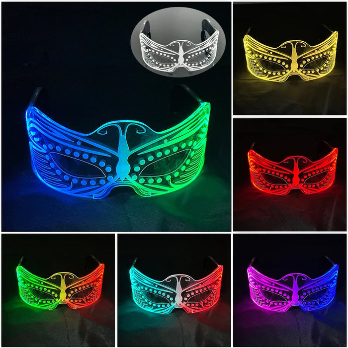 Cyberpunk LED Light Up Glasses Futuristic Luminous Unisex Eyewear Cool Glowing Glasses For Cosplay Bar Rave Club Halloween Party