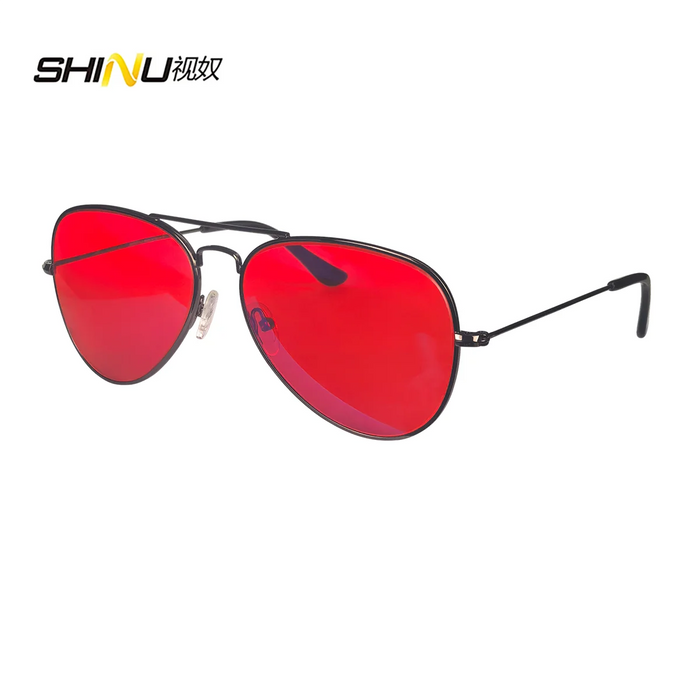 SHINU Gafas con lentes de bloqueo de luz azul para hombre, lentes naranjas, filtro de luz azul, mejor sueño y descanso, montura de metal